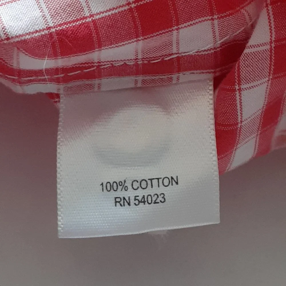 Banana Republic 100s 2-Ply Cotton Short Sleeve Button Down Red Check Size LT